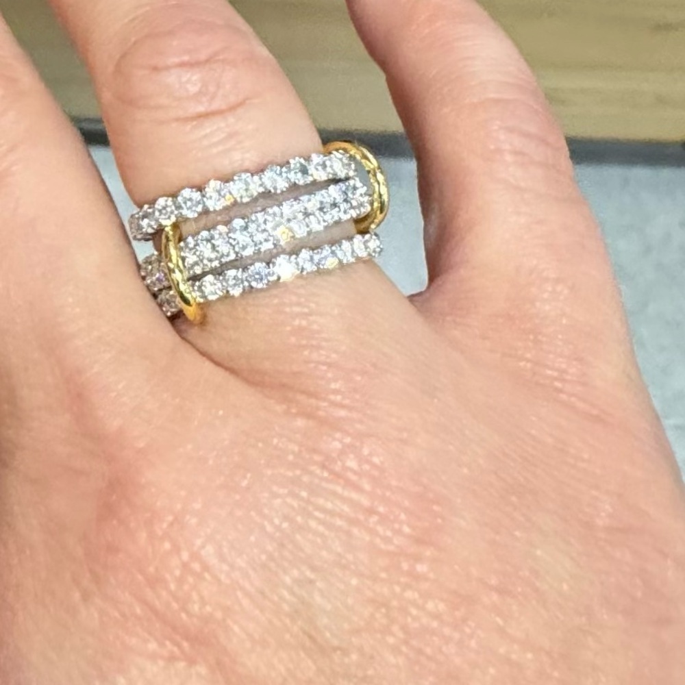 18k 3-Row Stack Ring - Picture 3 of 9